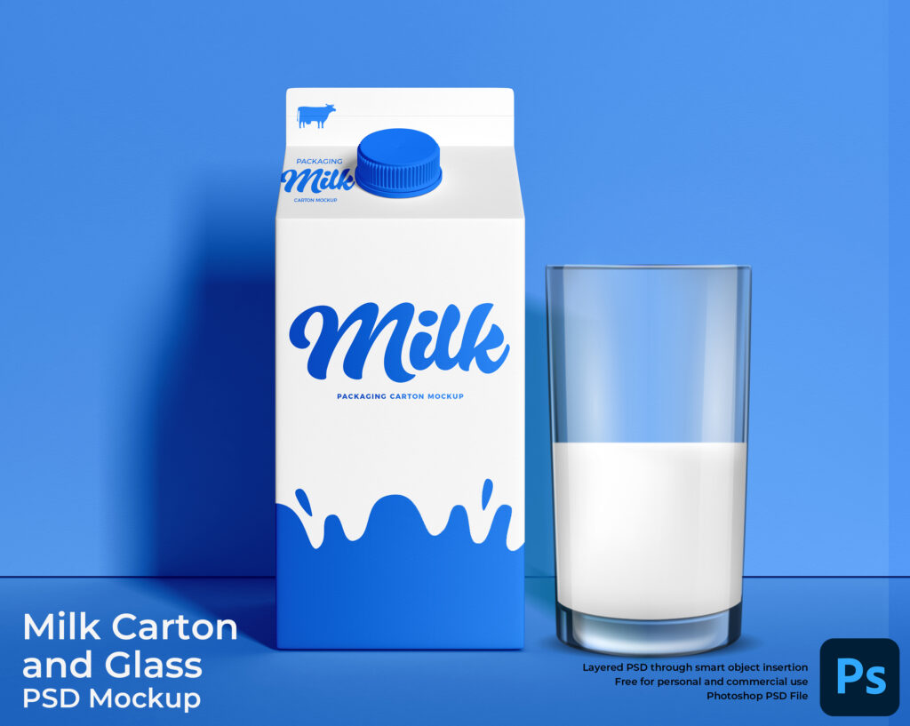 Milk-Carton-and-glass-Mockup-