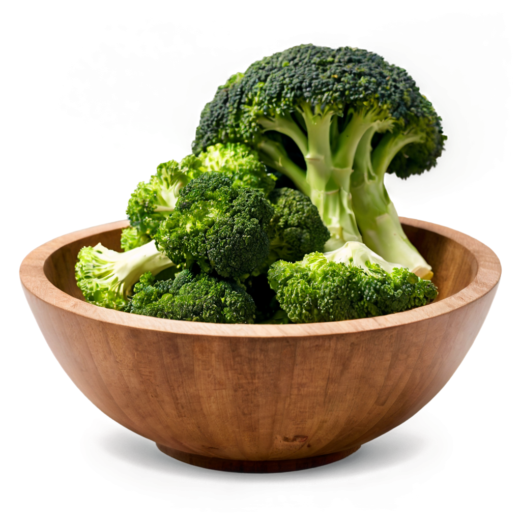 Broccoli in a Wooden Bowl